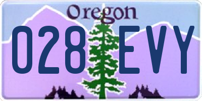 OR license plate 028EVY