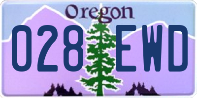 OR license plate 028EWD