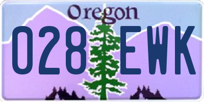 OR license plate 028EWK