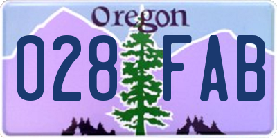 OR license plate 028FAB