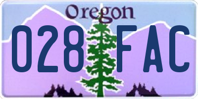 OR license plate 028FAC