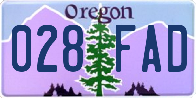 OR license plate 028FAD