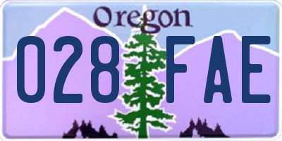 OR license plate 028FAE
