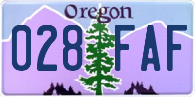 OR license plate 028FAF