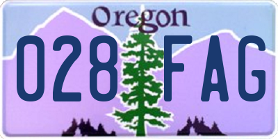 OR license plate 028FAG