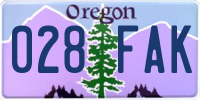 OR license plate 028FAK