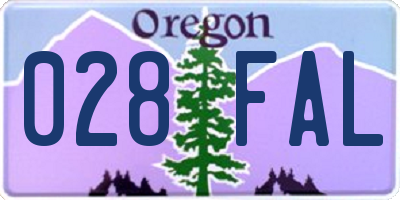 OR license plate 028FAL