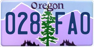 OR license plate 028FAO