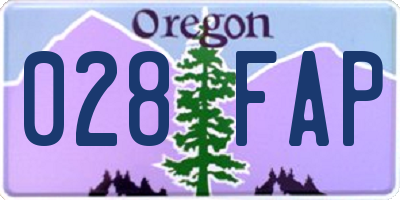 OR license plate 028FAP