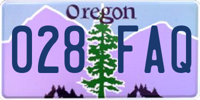 OR license plate 028FAQ