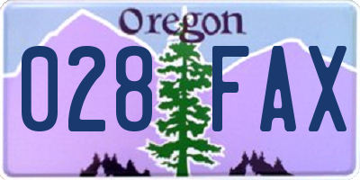 OR license plate 028FAX
