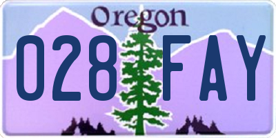 OR license plate 028FAY