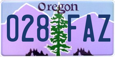 OR license plate 028FAZ