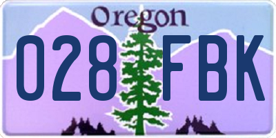 OR license plate 028FBK