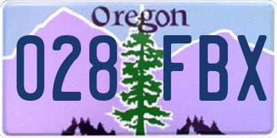 OR license plate 028FBX