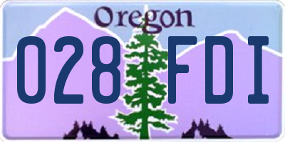 OR license plate 028FDI