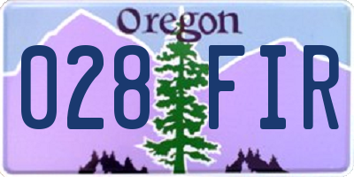 OR license plate 028FIR