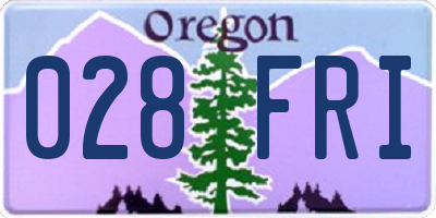 OR license plate 028FRI