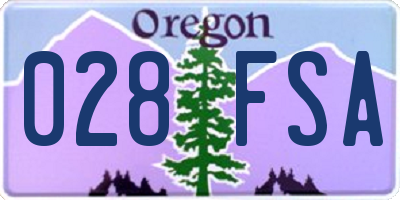 OR license plate 028FSA