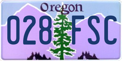 OR license plate 028FSC
