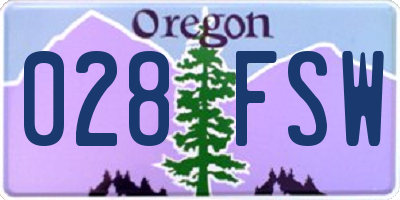OR license plate 028FSW