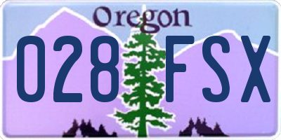 OR license plate 028FSX