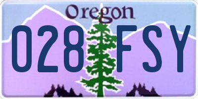 OR license plate 028FSY