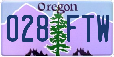 OR license plate 028FTW