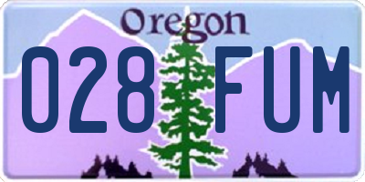 OR license plate 028FUM