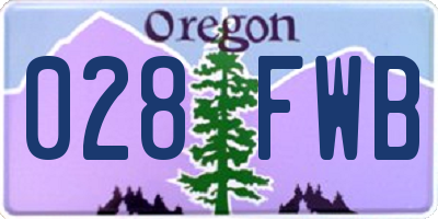 OR license plate 028FWB