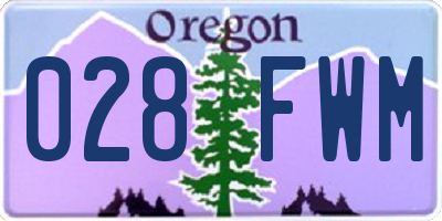 OR license plate 028FWM
