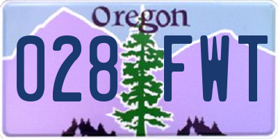 OR license plate 028FWT