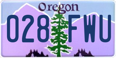 OR license plate 028FWU