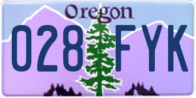 OR license plate 028FYK