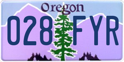 OR license plate 028FYR