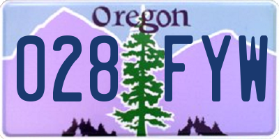 OR license plate 028FYW