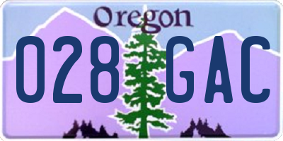 OR license plate 028GAC