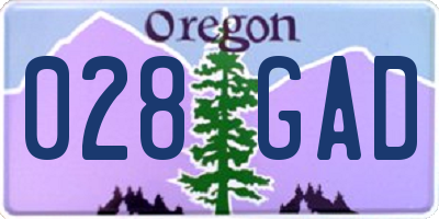 OR license plate 028GAD