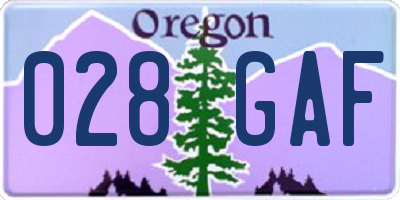 OR license plate 028GAF