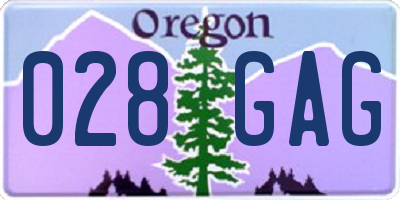 OR license plate 028GAG