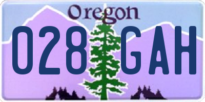 OR license plate 028GAH