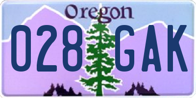 OR license plate 028GAK