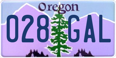 OR license plate 028GAL