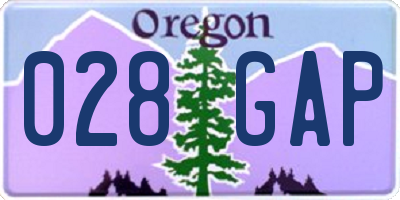 OR license plate 028GAP