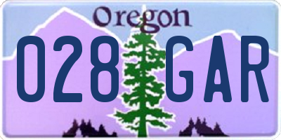 OR license plate 028GAR