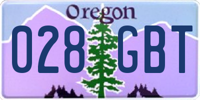 OR license plate 028GBT