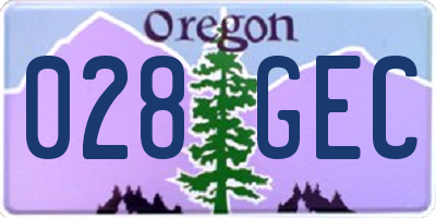 OR license plate 028GEC