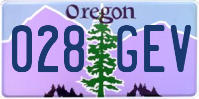 OR license plate 028GEV