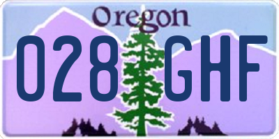 OR license plate 028GHF