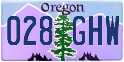 OR license plate 028GHW